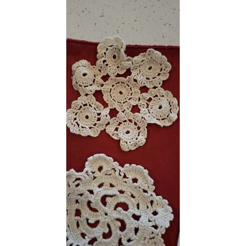 🌼 Vintage Lace Crochet Doilies Lot of 8 Mixed Styles – Six Round Two Rectangle